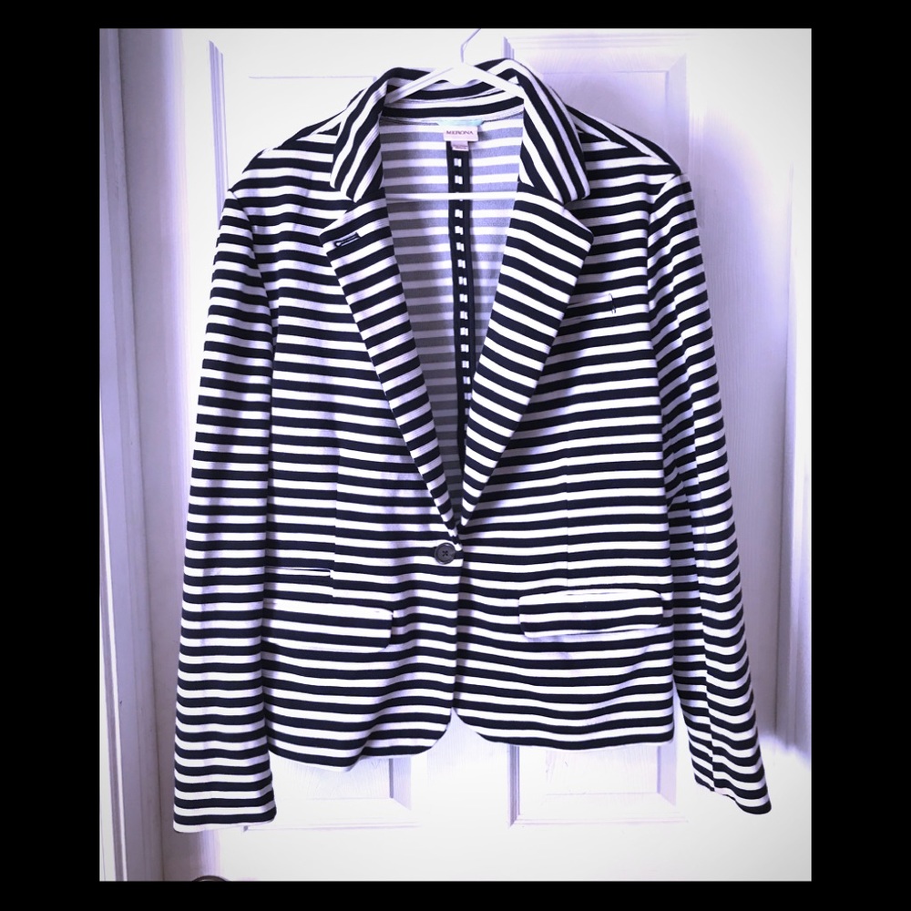 Navy and white striped blazer!